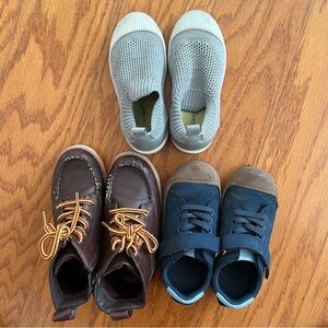 Lot of 3 boys shoes Stylish Kids Shoes Set - Brown, Blue, Gray size 10